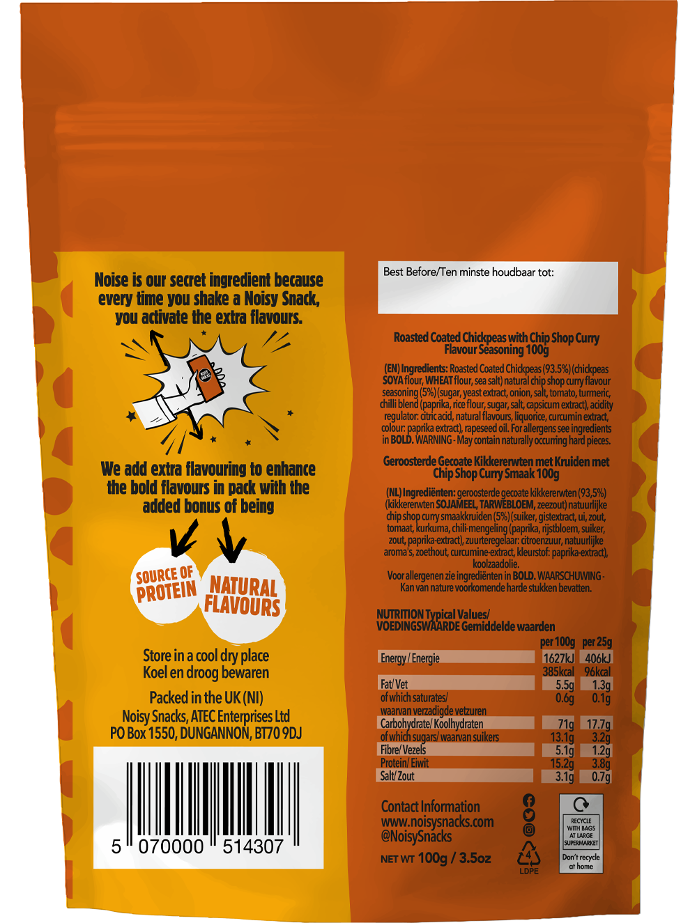 CHIP SHOP CURRY COATED CHICKPEAS 7 x 100g